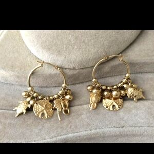 SOLD SOLD Ross Simons 14k Yellow Gold Hoops Turtle Palm Tree Flip Flop Earrings